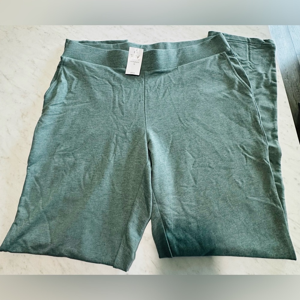 J. Jill Soft Knit Slim-Leg Pants in Heathered Sage Green